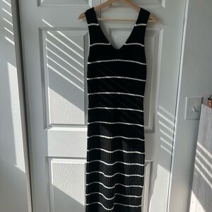 Black and White Striped Women's sweater Dress